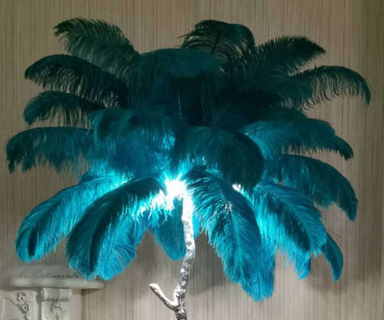 (New) All copper inclined rod feather floor lamp Designer original LED living room bedroom pure copper branch floor lamp