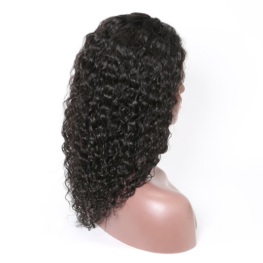 Xuchang factory real hair lace wig headgear 13x4 water wave lace front wig